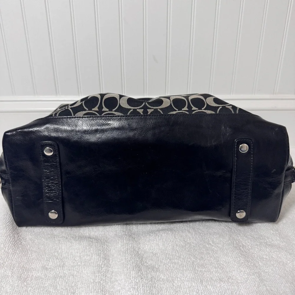 Coach Ashley Satchel Large Black Grey Signature Jacquard Shoulder Bag F15440